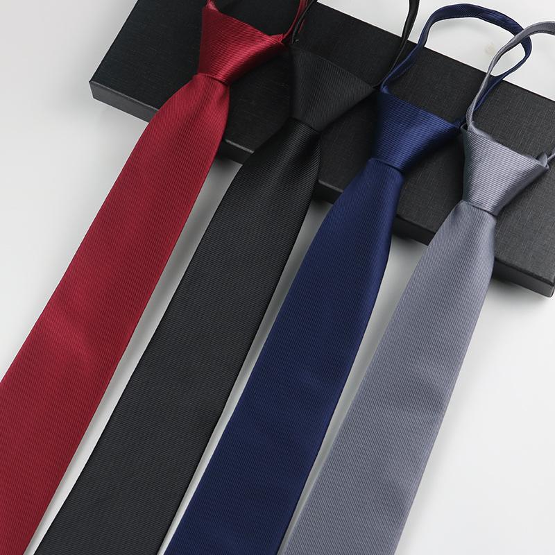 Business Tie Men'S And Women'S Black Grey Red Solid Color Professional Work Security Wedding Shirt Student No Zipper Tie