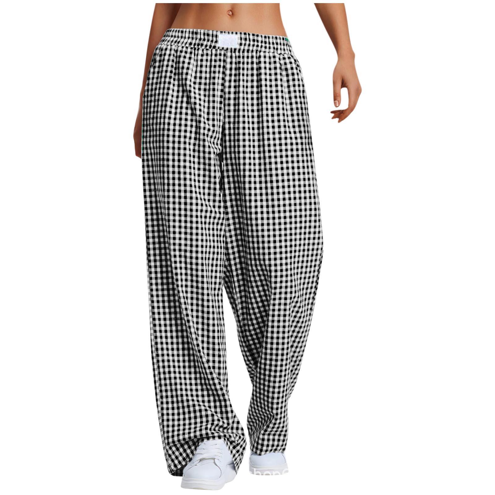 2025 Amazon Women s Plaid Pants Casual Plaid Long Beach Pants Pocket S