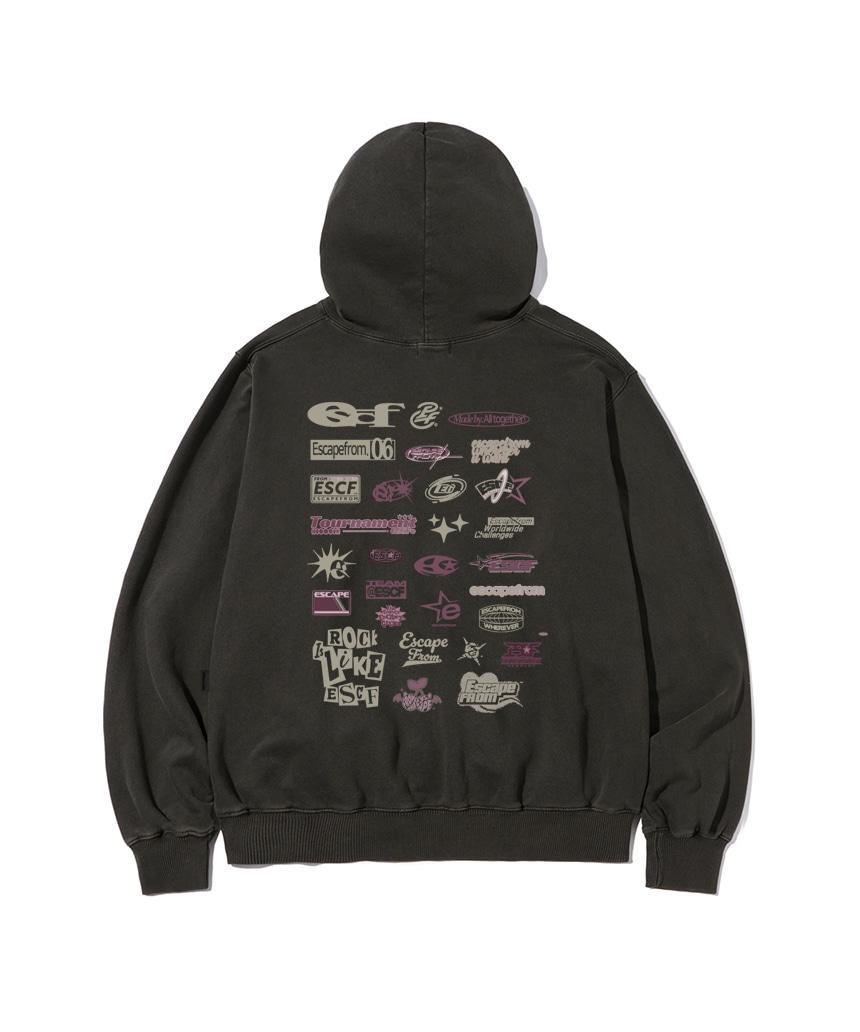 Escape From Logo Assembly Print Pigment Hoodie Charcoal M