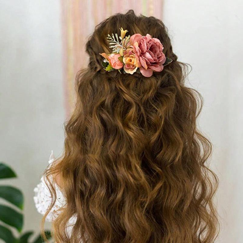 1 Stück Braut Strandurlaub Simulation Stoff Romantische Rose Kamm Blume Mode Vielseitig Platte Haar Wald Serie