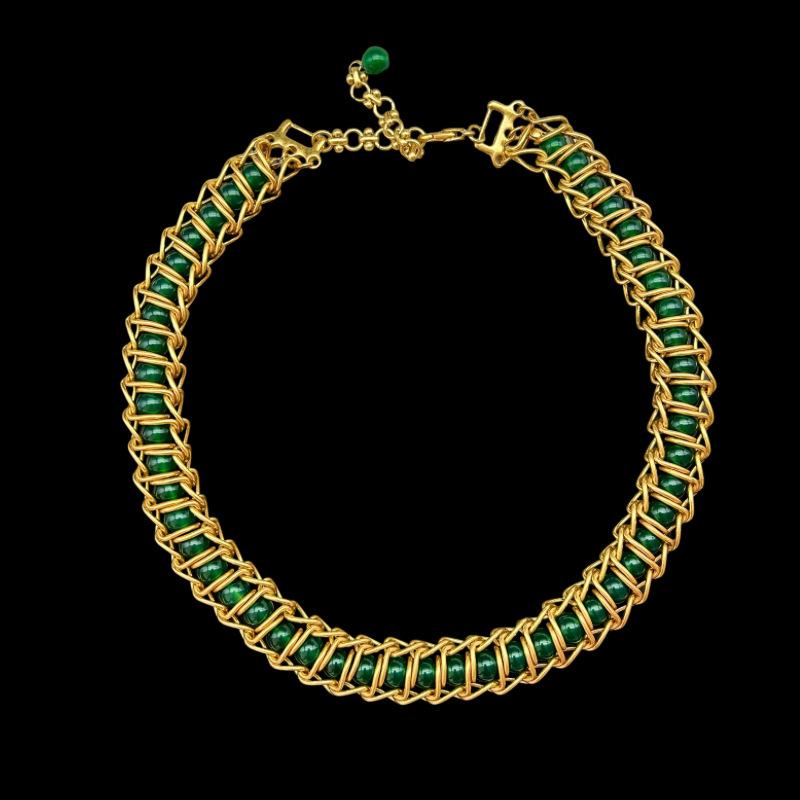National Style Handmade Agate Bead Heavy Industry Retro Fashion Versatile Temperament Necklace Bracelet Earring Set