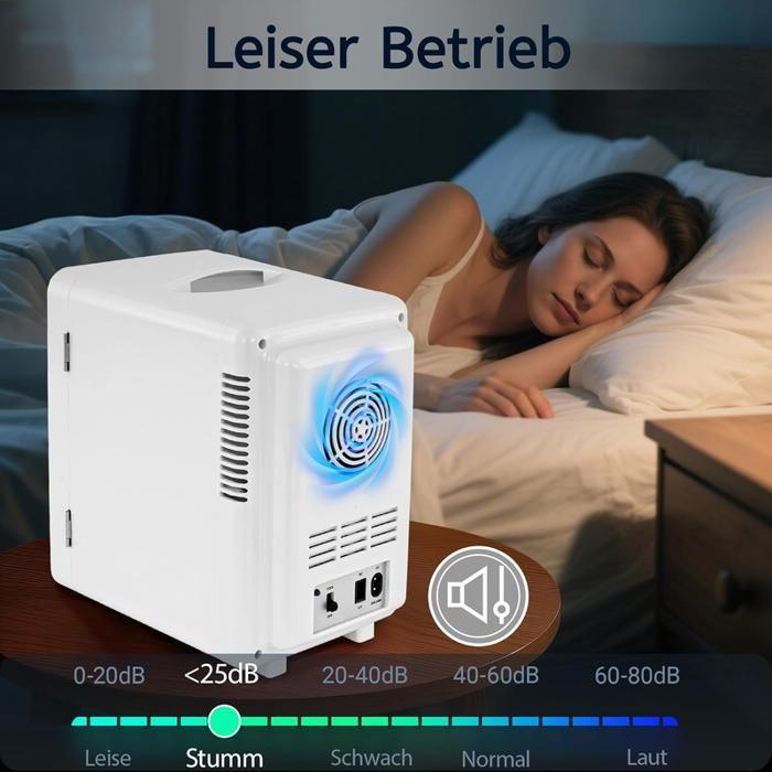 Mini réfrigérateur - NETTLIFE - 6 L - 12 V/230 V - Fonctionnement silencieux - Miroir & éclairage LED