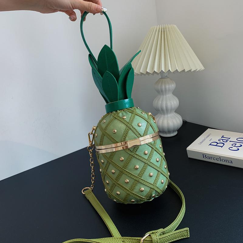 

Women Bag Fashion Cute Pineapple Design Shoulder Bag Originality Design Ladys Crossbody Bag Metal Chain Handbag