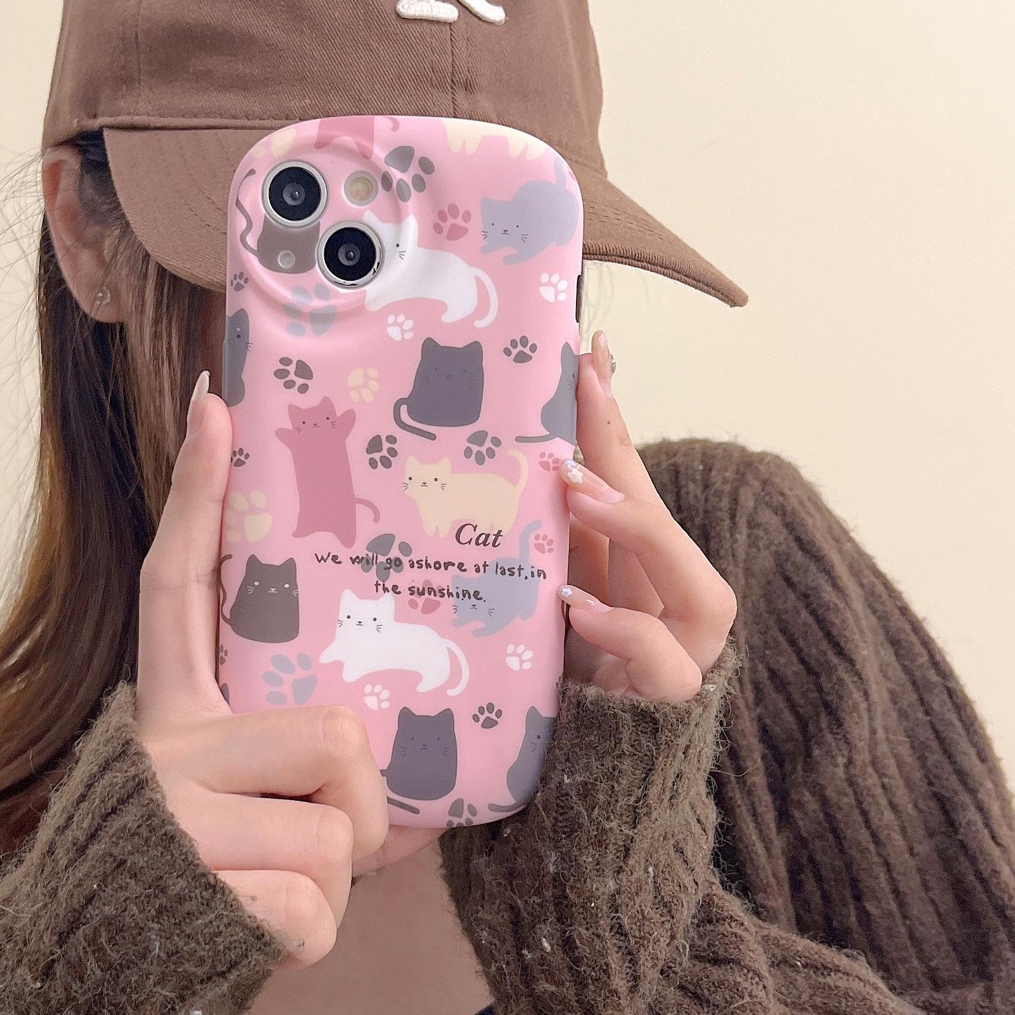 

Розовый чехол Cat на весь экран для iPhone 16 Pro Max — совместим с iPhone 15, 14, 13 16