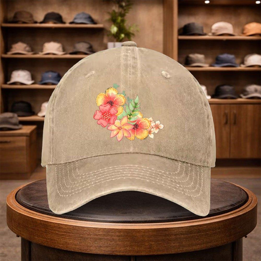 Mens Floral Botanical Vibrant Flower Baseball Cap Outdoor Fashion Adjustable Casual Hat Urban Style Lightweight Fashionable