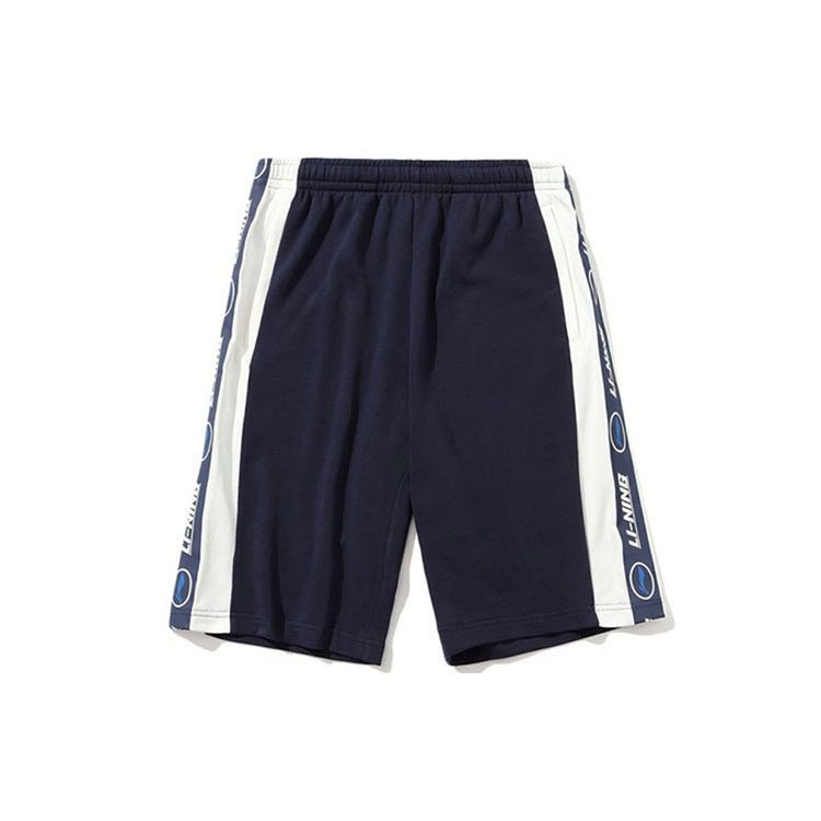 Li Ning Sports Fashion Series Round Neck Short Sleeve T-Shirt And Shorts Set Men sets Blue Black AKSS983-2+AHSR340-12