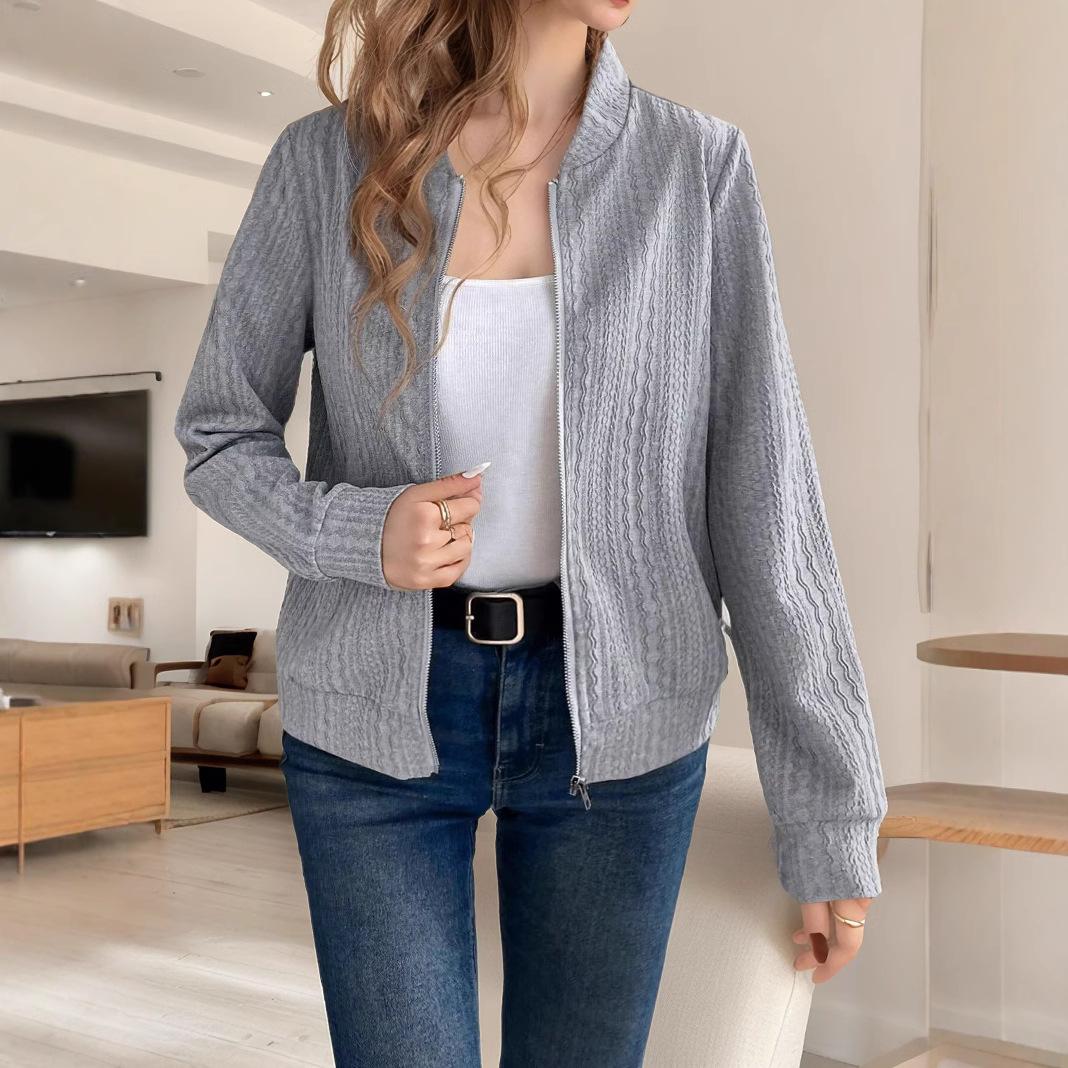 

Осенние женские топы больших размеров, однотонные, с длинным рукавом, повседневная куртка 2XL серый