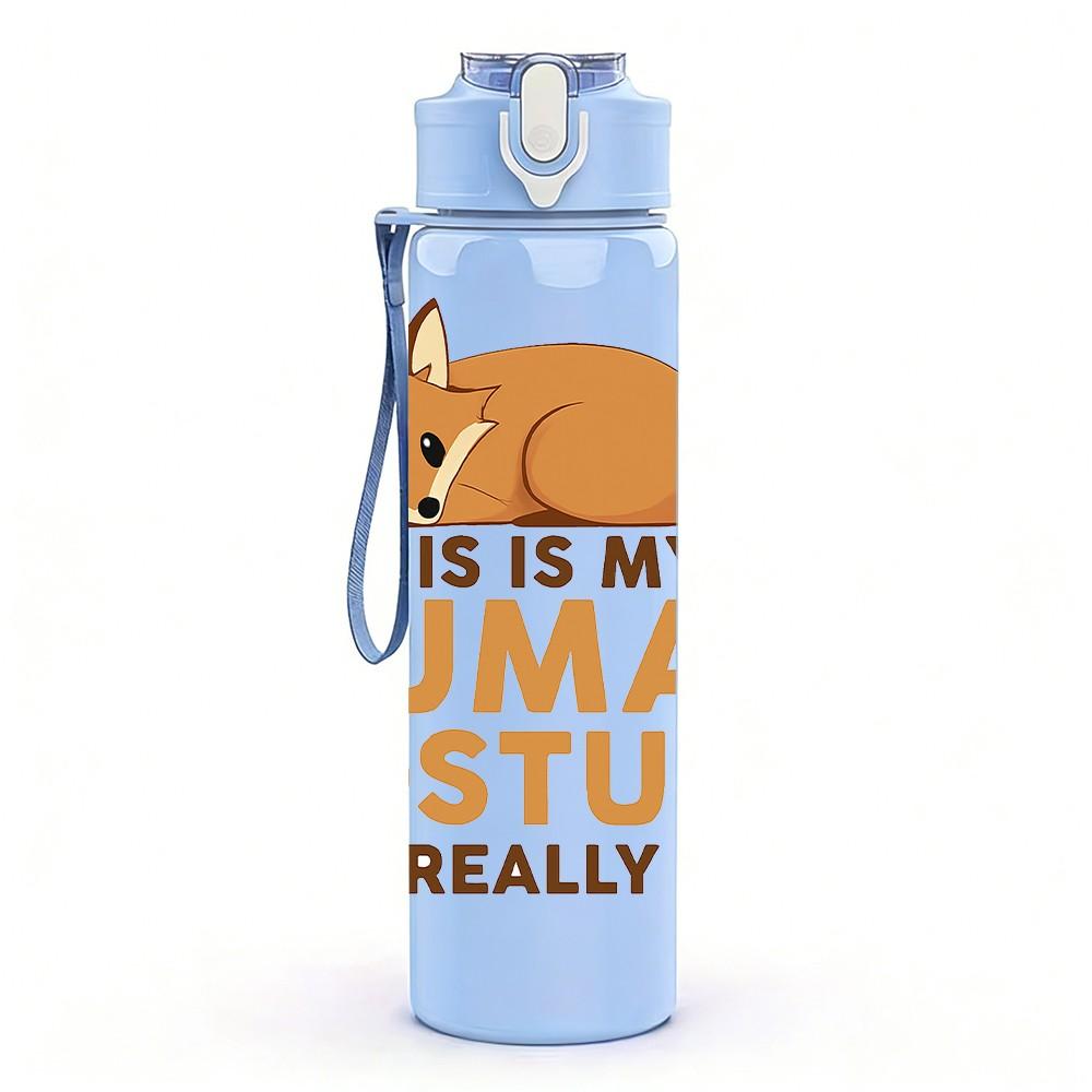 1PC This Is My Human Costume Cat Print 750ml Color Plastic Sports Water Bottle Leakproof Flip Straw Lid Suitable for Sports Office Home Use