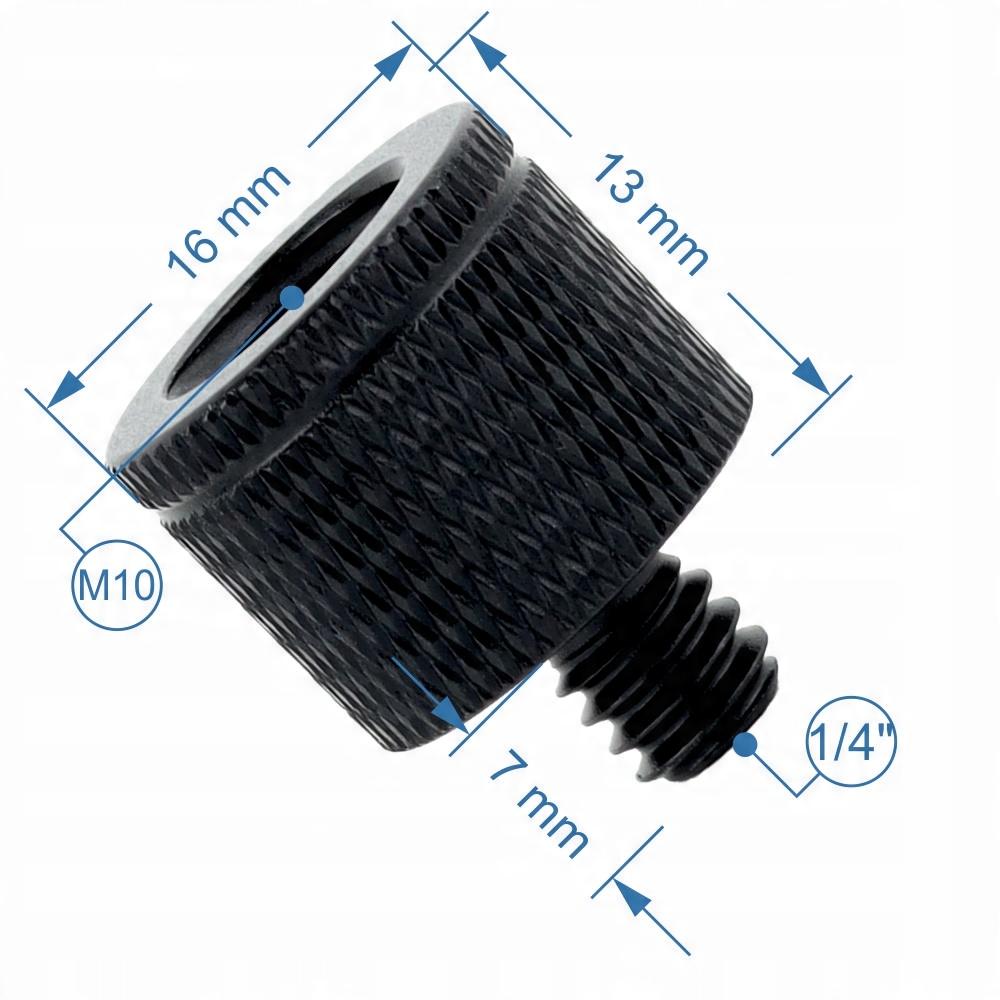 Adapter reduction sleeve 1/4" to M10 tripod black lamp stand 20 mm