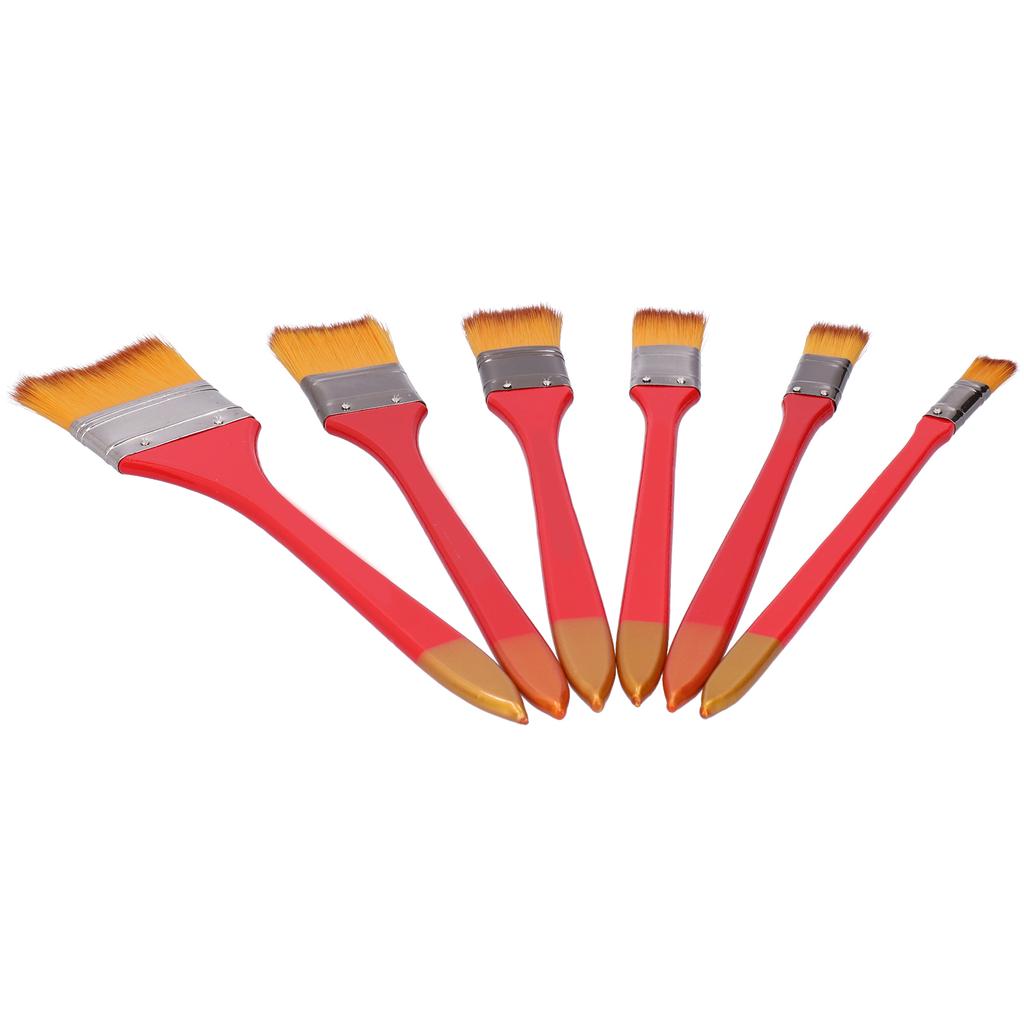 6Pcs Flat Brushes Nylon Hair Oil Acrylic Special Painting Professional Tools Red