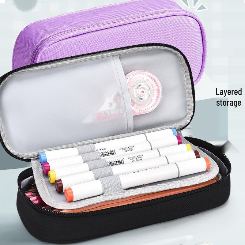 Double Layer Cartoon Pencil Case for Students - Large Capacity, High-Quality Print