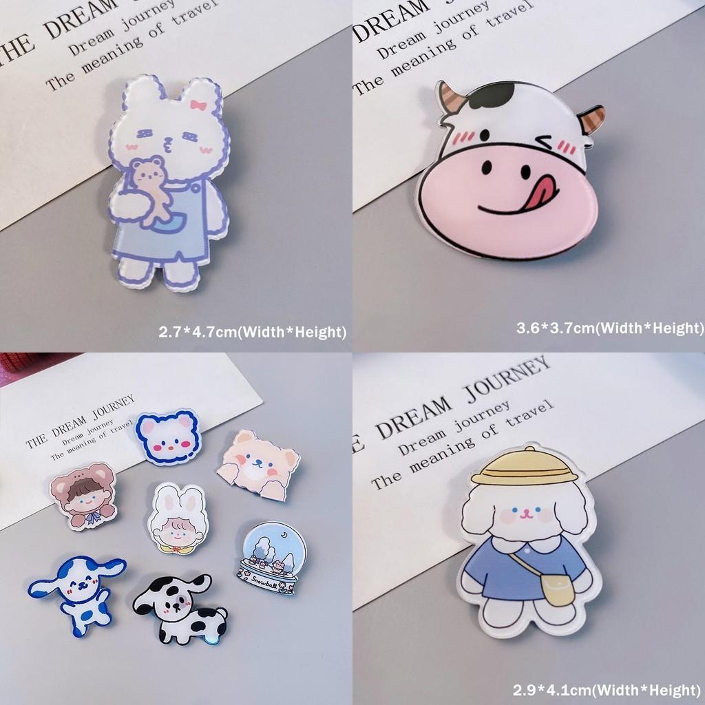 Adorable Cartoon Dog Rabbit Cow Brooches For Backpack And Handbag Decoration