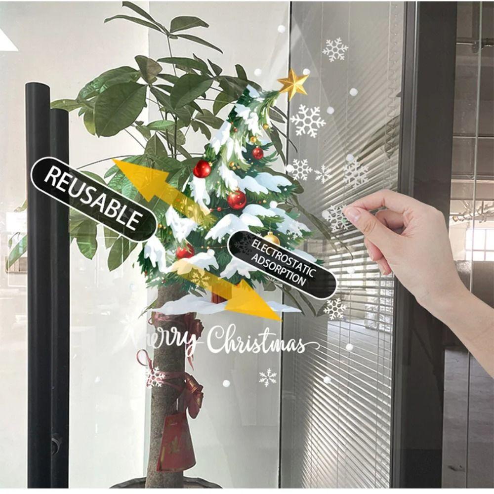 PVC Christmas Tree Wall Stickers Removable Electrostatic Sticker Static Cling Stickers Schools