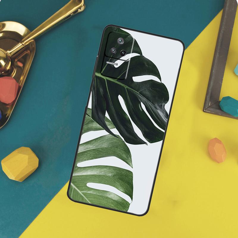 Green Monstera Leaf Case For Xiaomi 14T 11T 12T 13T Pro 13 14 15 Ultra POCO X7 Pro X3 X5 X6 F5 F6 M6 Pro Funda