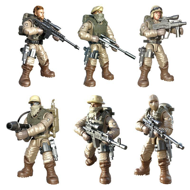 Desert Eagle Special Forces Soldiers Diy Figures 6pcs Building Blocks Toy Kids
