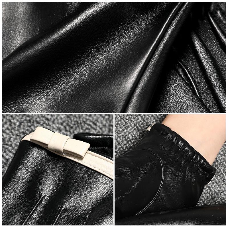 Genuine Leather Gloves Driving Women Warmth Driving Bicycle Sheepskin Touch Screen Windproof Wind Resistance Bike Gloves