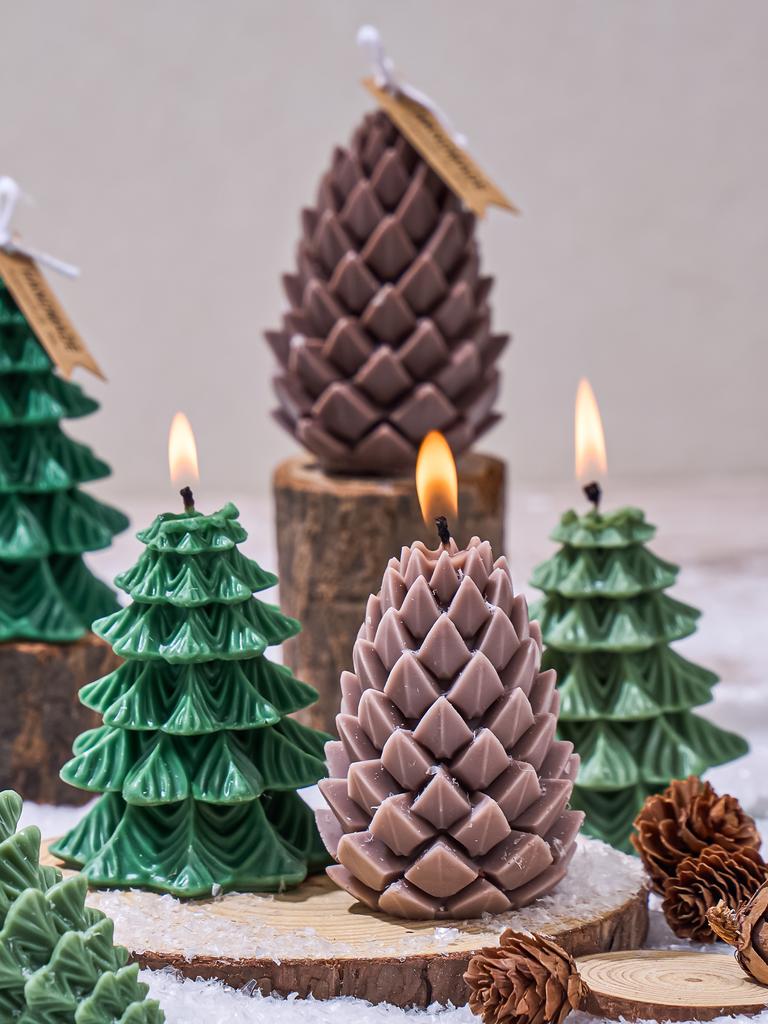 Neue Weihnachtsbaum-Silikon-Kerzenform DIY Handgemachte Seife 3D Kiefernzapfen Duftkerzenherstellung Zubehör Weihnachtsdekoration Geschenk