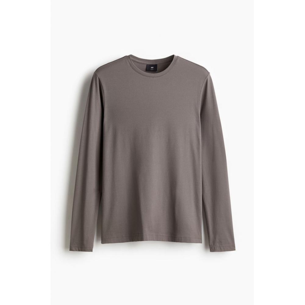 H M sliM Fit Jersey Top Dark Grey