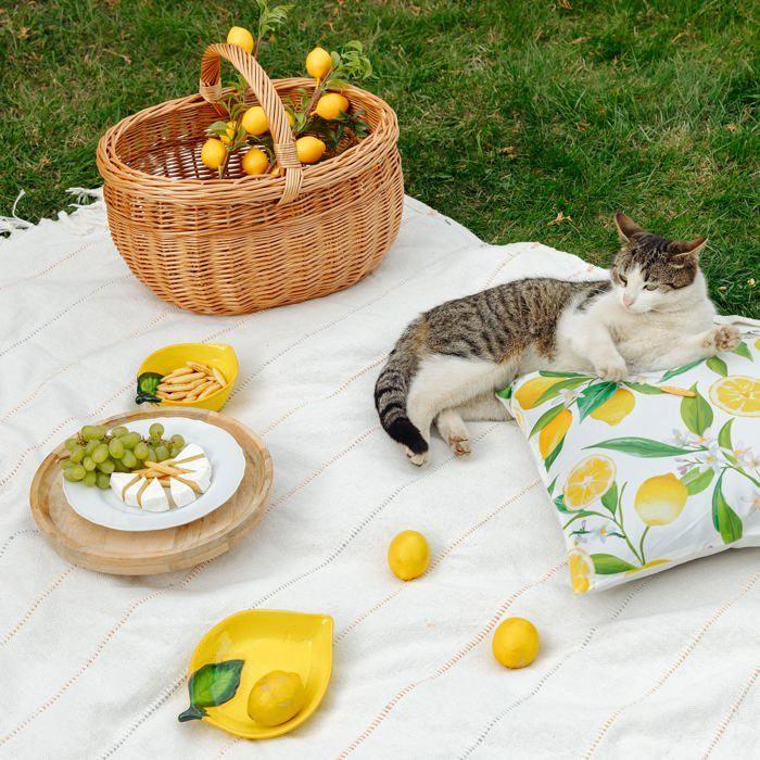 Panier pique-nique - CREATIVE HOME - Creative Home - Osier artisanal - Marron naturel - Ficelles amovibles