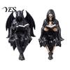 Scultura Diavolo Lettore Halloween Scheletro Statuetta Libro, Scultura Resina Spettrale, Ornamento Gotico Statua Mietitore con Veste Nera per Casa Ufficio