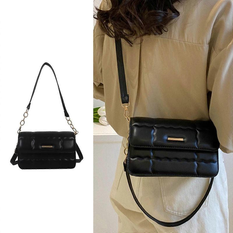 Women Small Messenger Bag Simple PU Square Shoulder Bag Spring Crossbody Bag Solid Color Underarm Bag Ladies Casual Bag  White