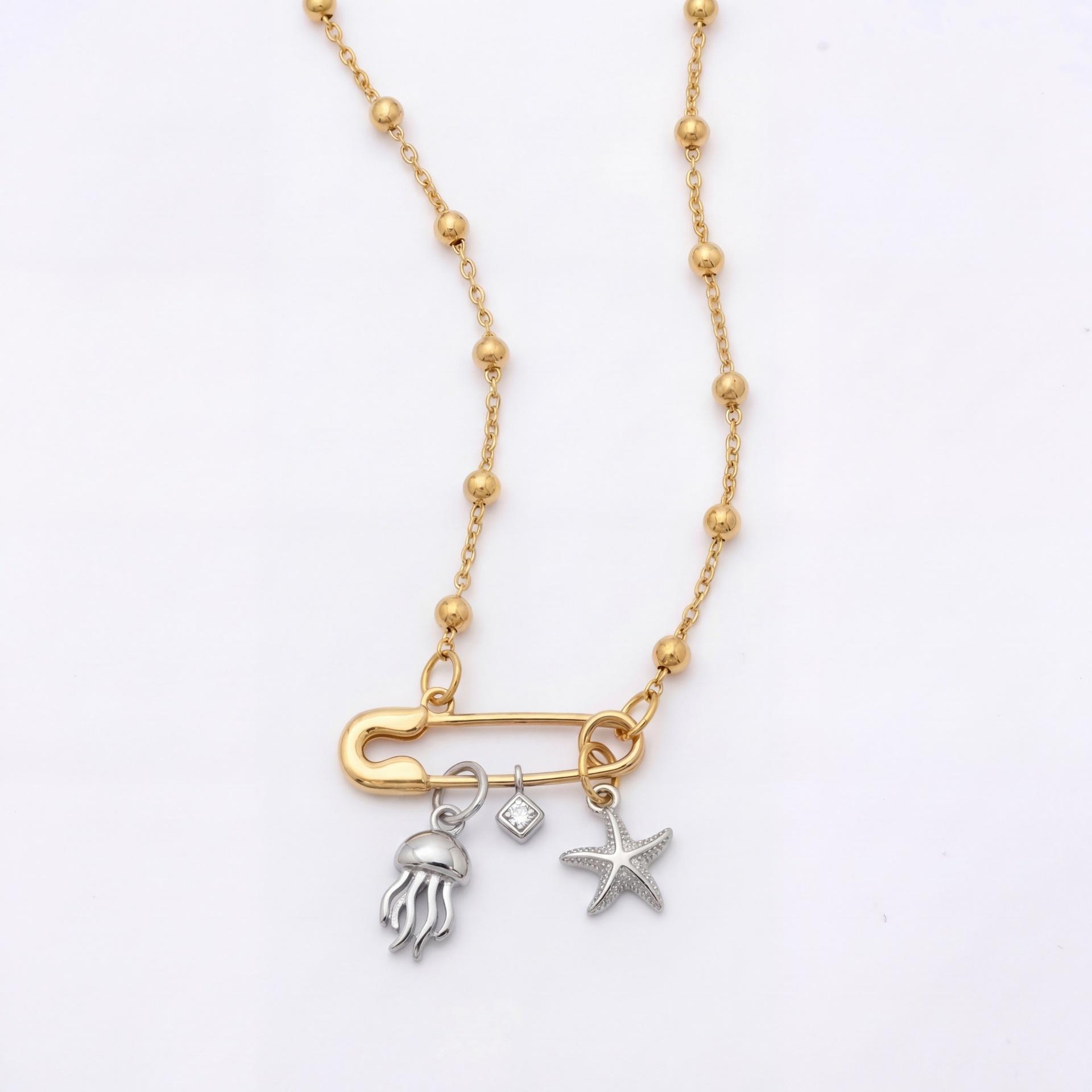 

Marine Creature Pin Pendant Necklace Personalized Necklace Stainless Steel Vacuum Plating Color Retention