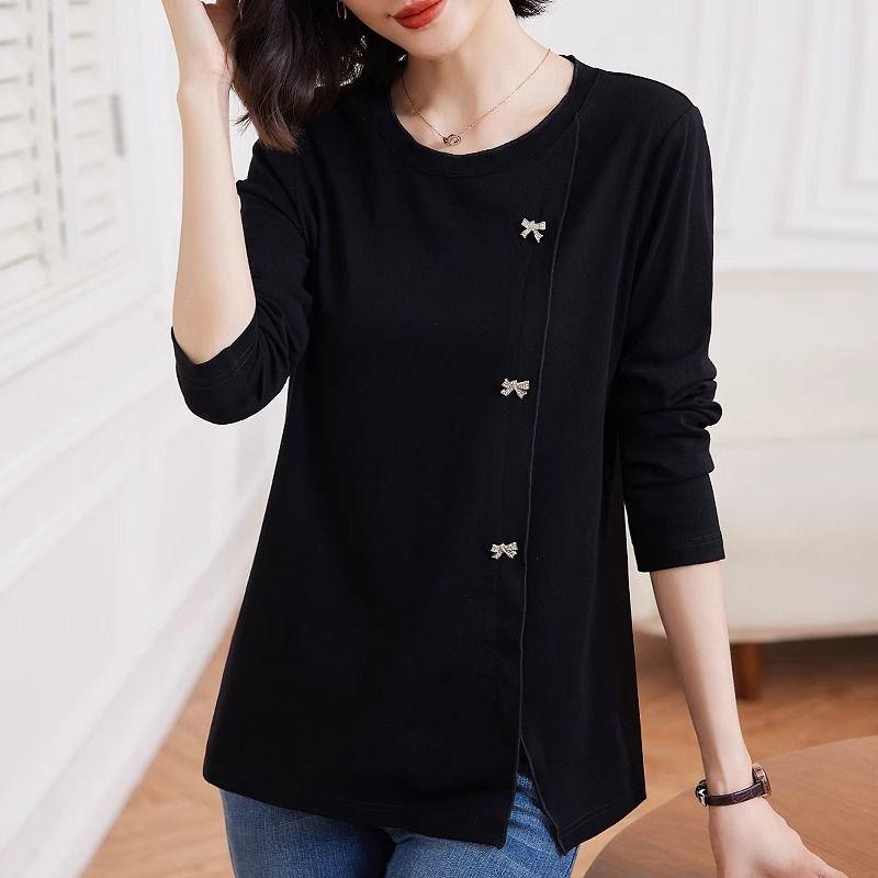 Frühlings- und Herbst-Basisshirt für Damen Mittelalter Langarm-T-Shirt für Damen Große Größe für Damen Innere Kleidung