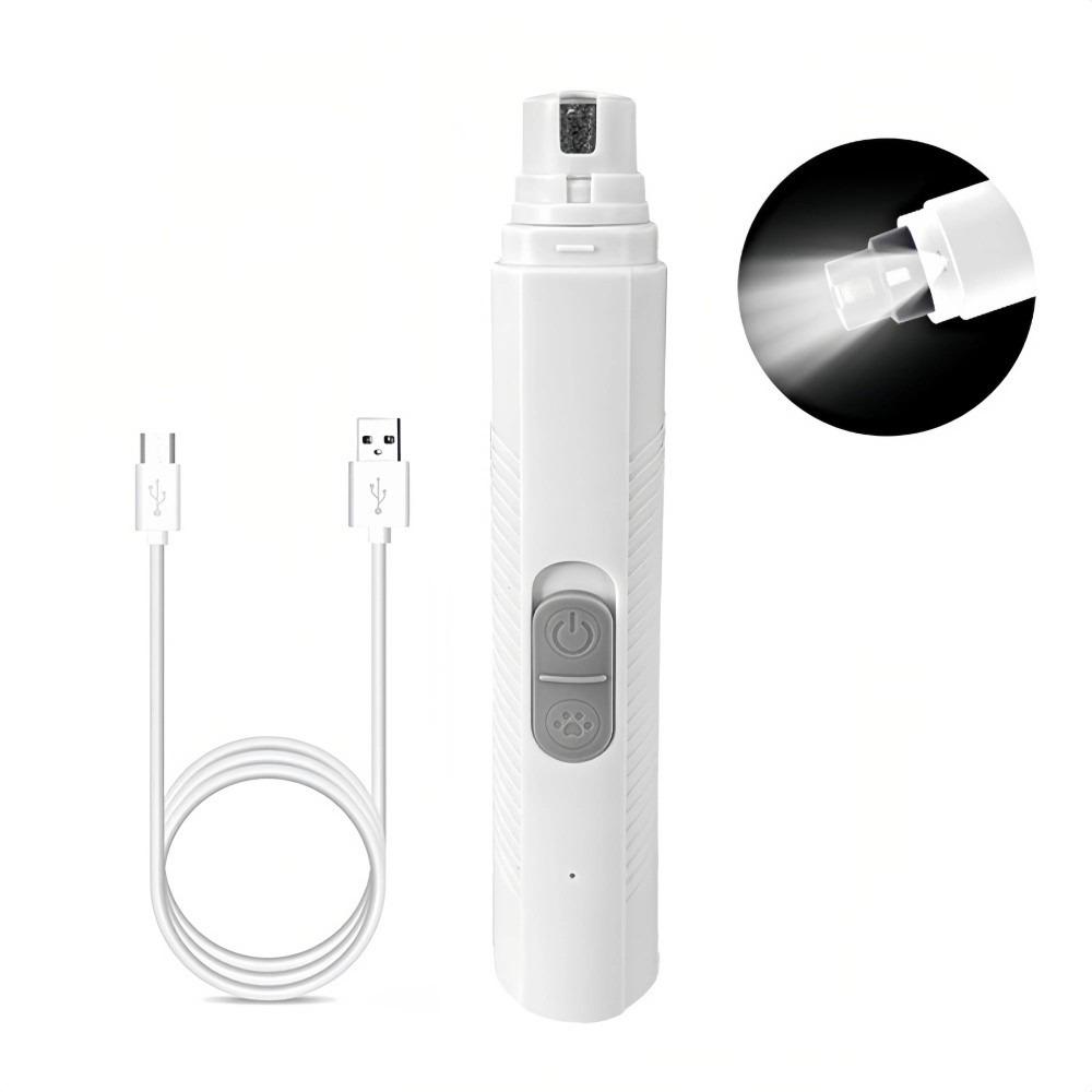 USB Rechargeable Electric Dog Nail Grinder Quiet Operation LED Lighting Pet Nail Trimmers With Polisher Wheel 500 MAh Battery