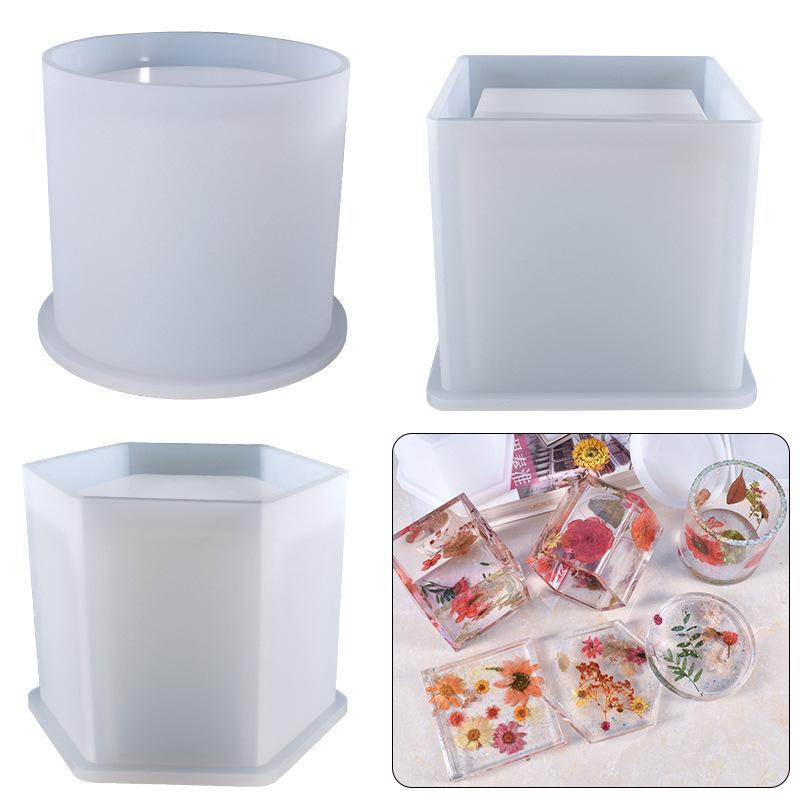 Cylinder Flower Pot Clay Silicone Mold DIY Handmade UV Epoxy Resin Mold Pen Holder Boxes Table Storage Making Mould Tools
