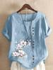 2026 Spring/Summer Printed Loose Fit Plus Size Women's Short Sleeve Pullover Shirt