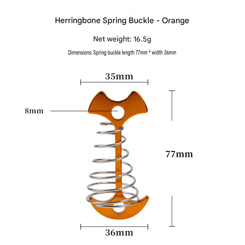 Anchor Type Fishbone Spring Fixed Tent Pegs Aluminum Alloy 4mm Thick for Outdoor Camping Deck Plank Road Windproof Rope