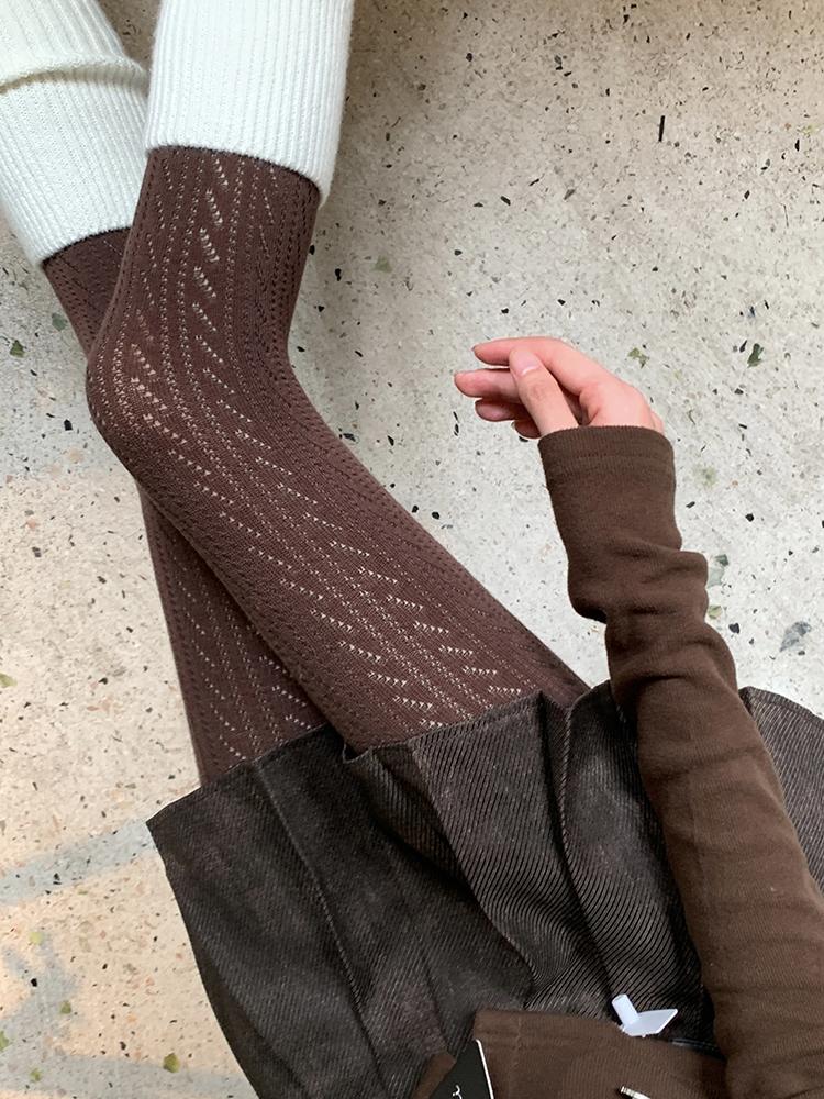 Geometric Pattern Pantyhose Women Autumn Winter Knitted Slim Tights 2025 Vintage High Waist Stocking Y2K Style Tights