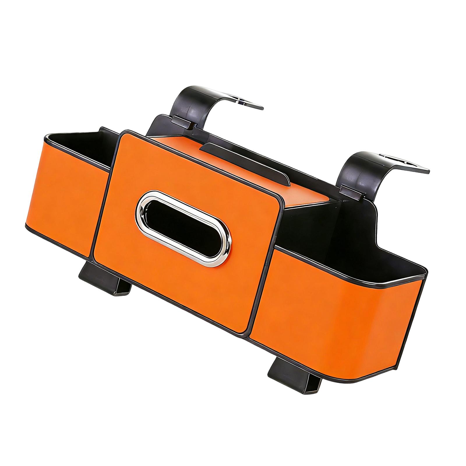 Car Rear Seat Storage Box With Cup Holder Tissue Box Trash Bin and Hook Backseat Organizer For Road Trips