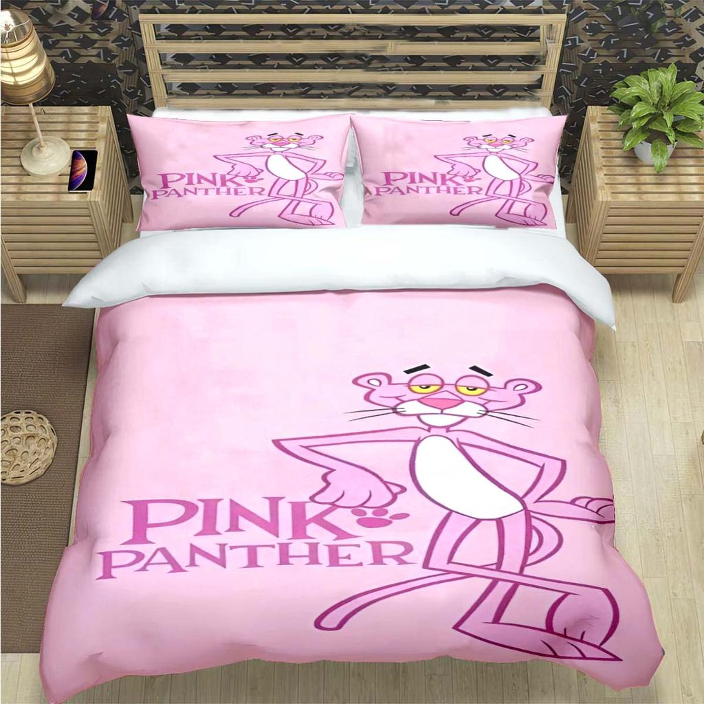 Comforter Crayon Pinkpanther Print Bedding Sets Bed Supplies Set Comforter Set Teens Girls Cartoon Twin Single Kid Gift