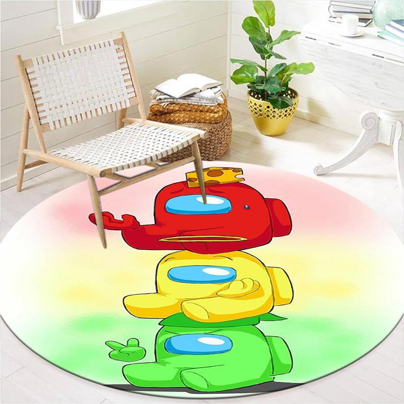 Tappeto Rotondo Among Us, Tappeto per Soggiorno Camera da Letto Divano Sala Giochi Decorazione, Tappetino Antiscivolo