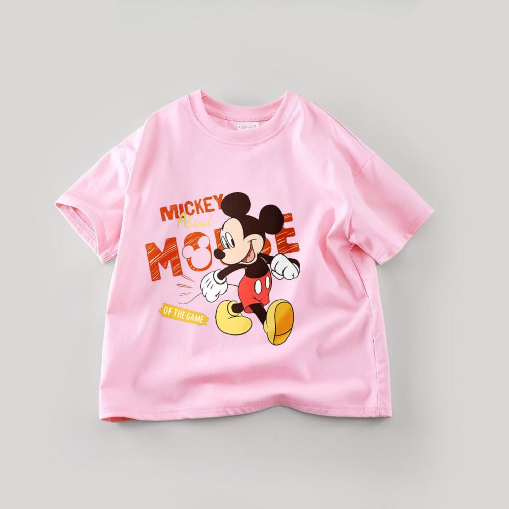 Fashion Cartoon T-shirt, Printed Mickey Mouse Baby, Short-sleeved Top for Girls and Boys, Round-neck Casual Children's