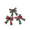 3PCS Handmade Christmas Ornaments Lattice Xmas Tree Bow Christmas Decoration Bowknot  Home Decor