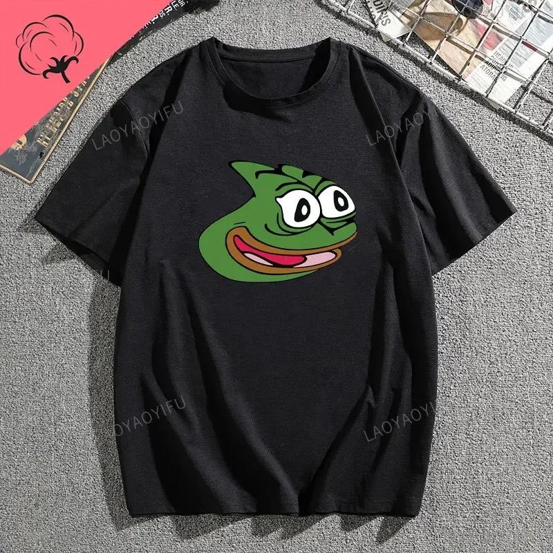 Pe Pe The Frog Meme Emote Cotton Mens Clothing Vintage Fashion Frog Animal Ladies Summer Kawaii Tees Funny Gift Casual Shirt