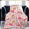 1pc Western Cowgirl Hat & Boot Print Flannel Throw Blanket - Soft, Cozy, Warm Pink Digital Print Cover for Couch, Sofa, Bed