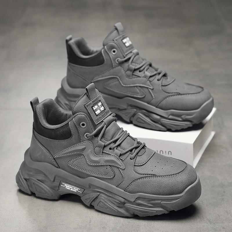 Dirt-resistant Black Thick-soled Wear-resistant Shoes, Waterproof Sports Dad Shoes, Heightening Casual Running Shoes