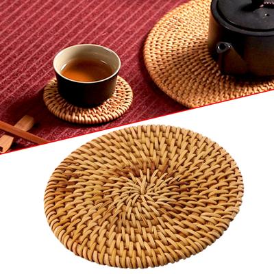 Doğal Rattan Bardak Altlığı Seti El Yapımı Yuvarlak Amerikan Servisler 1 ADET 10CM Çap