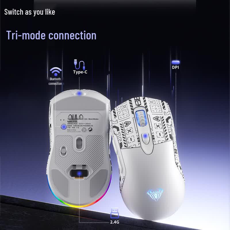 AULA Ergonomic Multi-Mode Rechargeable RGB Mouse