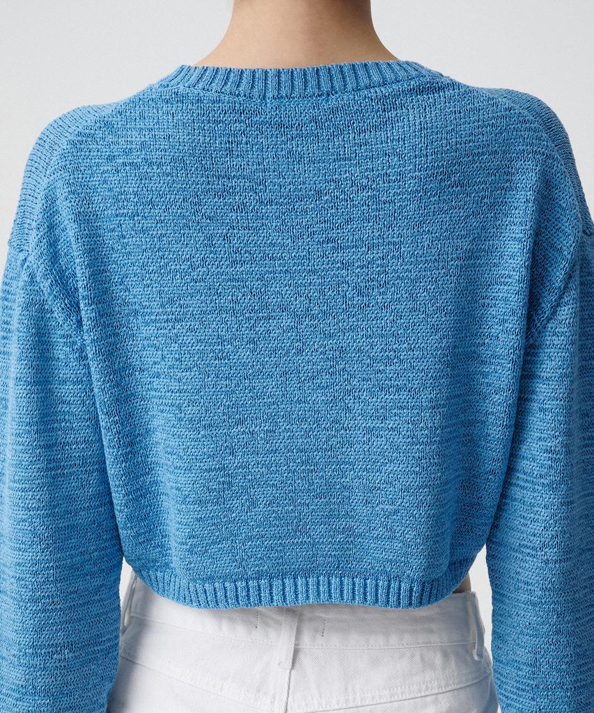MUSINSA STANDARD WOMAN Women'S Flat Yarn Crop Knit [Blue]