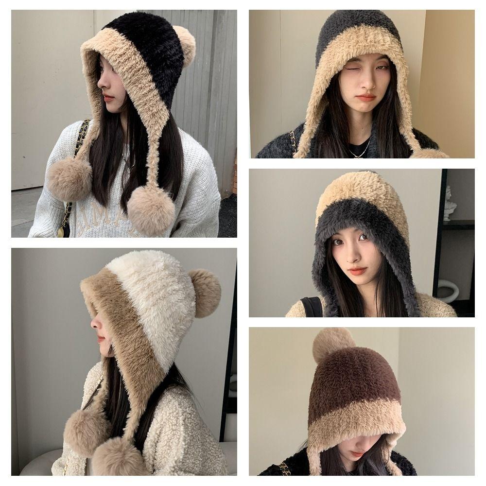 Keep Warm Knitted Beanie Cap Big Head Circumference Woolen Pullover Hat Female/Girls