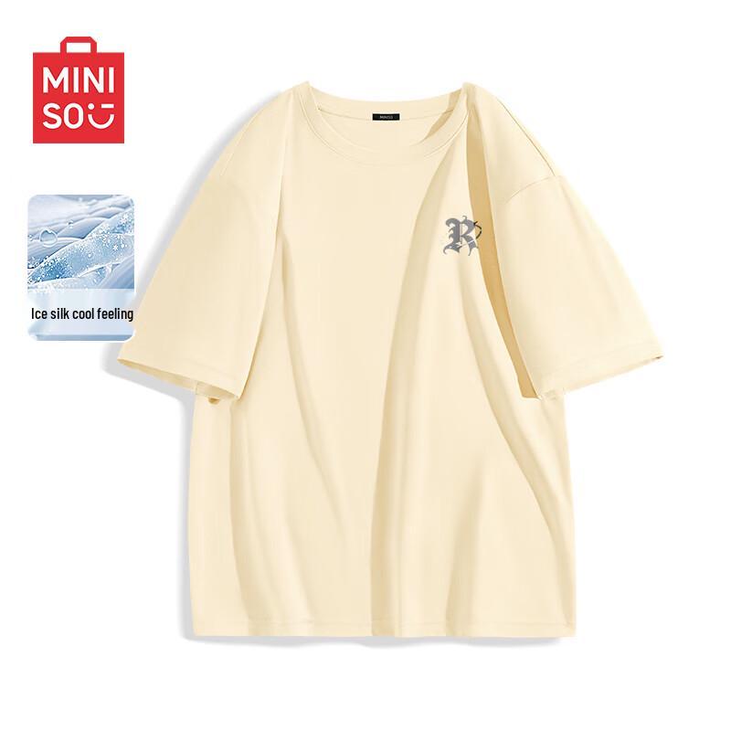MINISO Men s 2025 Summer Ice Silk Quick-Dry Loose Short Sleeve T-Shirt L