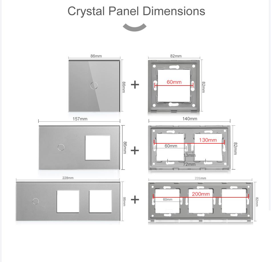BSEED Wifi Smart Touch Switches 1/2/3Way For Stairs Plus Normal EU Wall Sockets Tuya Smart Life Alice App Control Gray Series