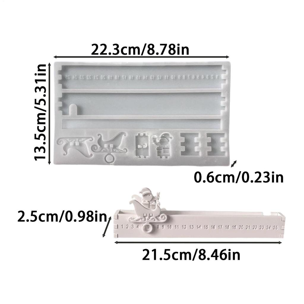 Christmas Countdown Silicone Mold 25-Day Holiday Calendar Advent Ornaments Chocolate Mold Gypsum Mold Easy Release Crafts