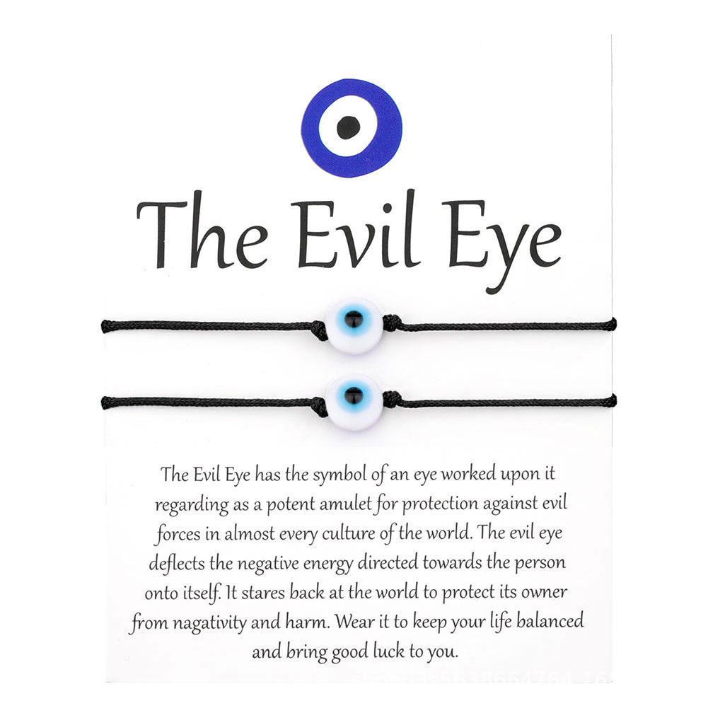 Červeno-černý pletený náramek s okem zla - Ochranná ruční šňůrka pro páry