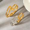 Color-block open bangle, non-fading jewelry, light luxury high-end gold titanium steel bracelet