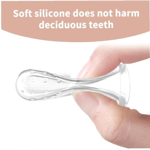 PULABO Baby Training Toothbrush, Baby Finger Toothbrush with Silicone Gum Scouring Massager and White Box, Transparent Oral Care Tool, Long-Lasting